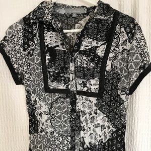 Black and white sheer blouse